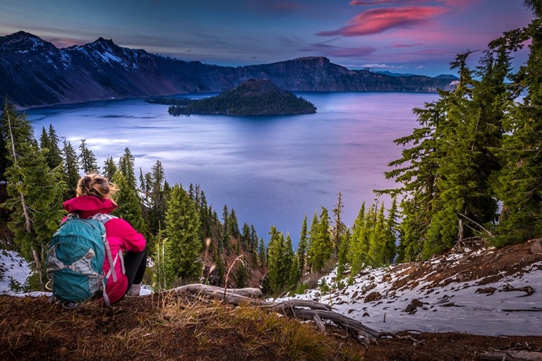 Camp On The Edge Of Crater Lake The Deepest Lake In The U S