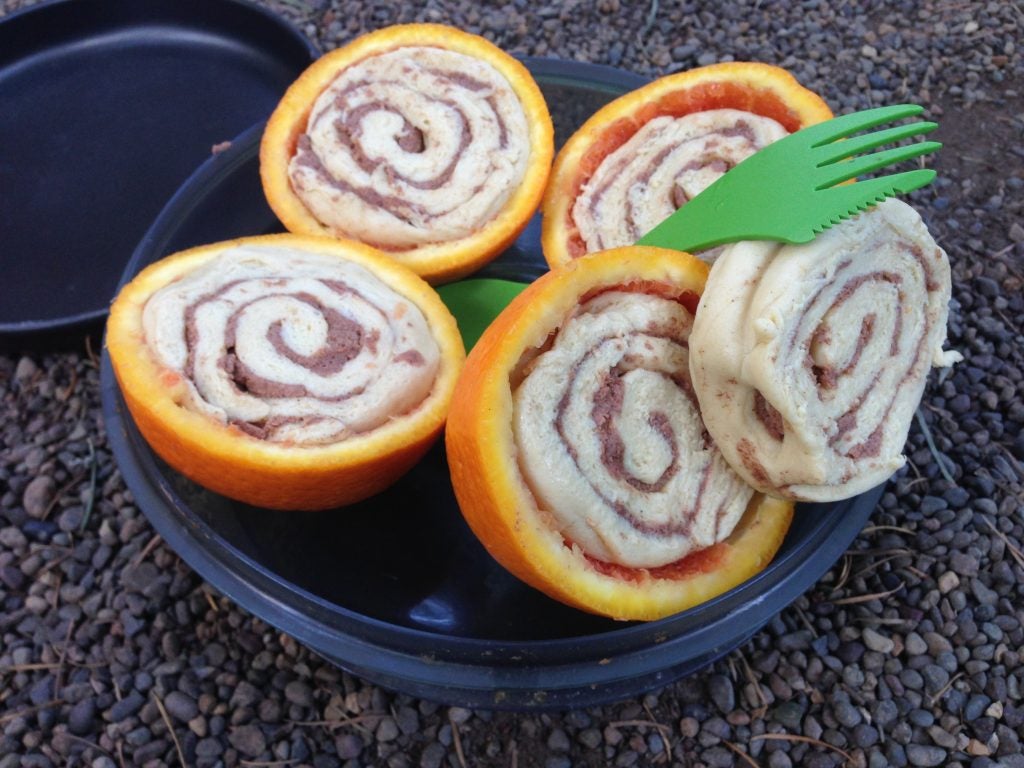 The beginning stages of our camping breakfast.