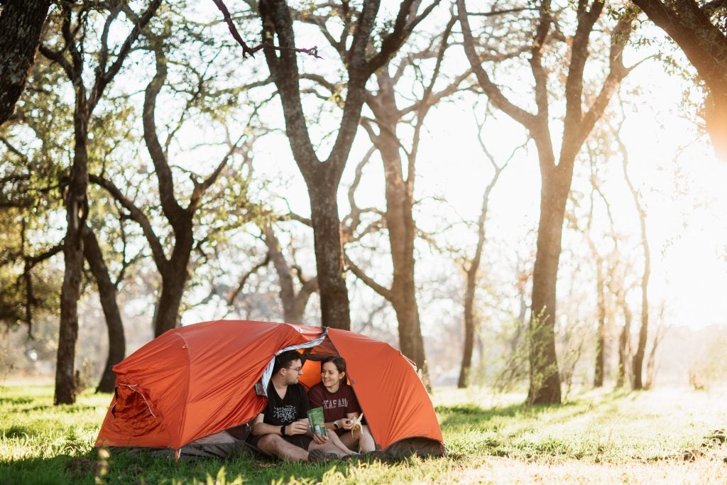 The Sunda is... a tent! Complete with rainfly. The same fabric that suspends you in the air between trees keeps you comfortable and protected on the ground.