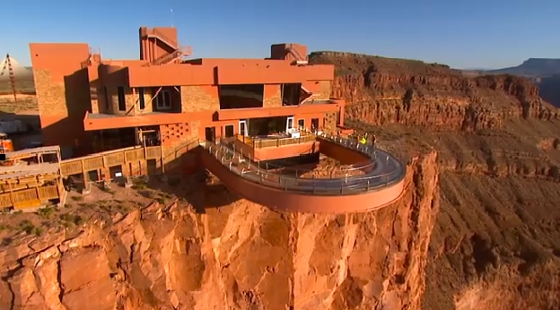 Aerial View of Grand Canyon Campers enjoying the Skywalk