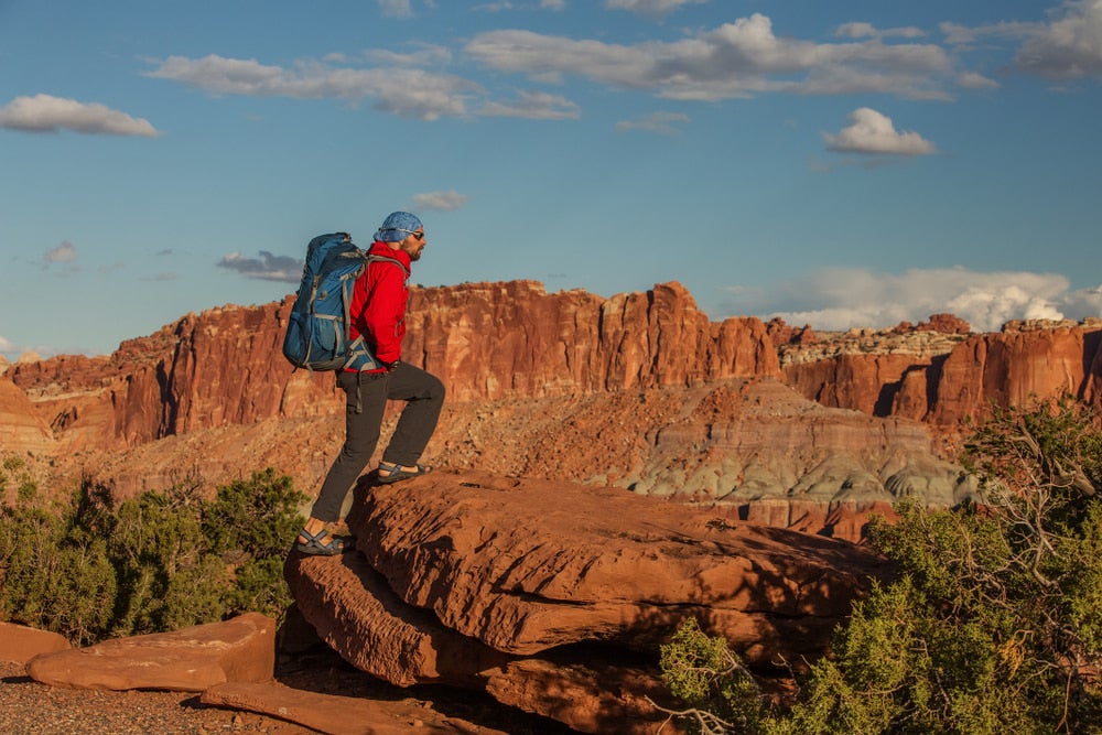 a man walking in the desert layered