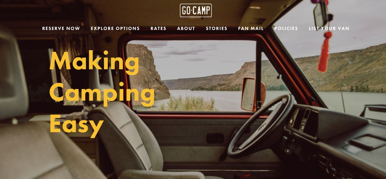 campervan interior on go camps website 