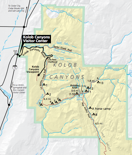 kolob canyons map