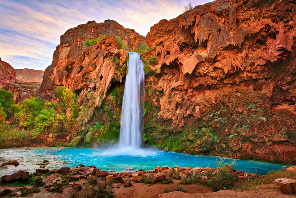 Scenic spring and falls seen while camping Havasu Falls