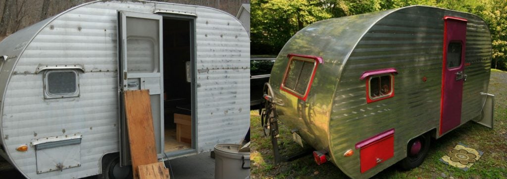 The full-time campers' before and after photos are a sight to behold! 