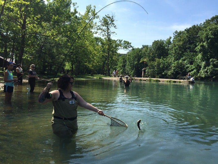 fly fishing with a net