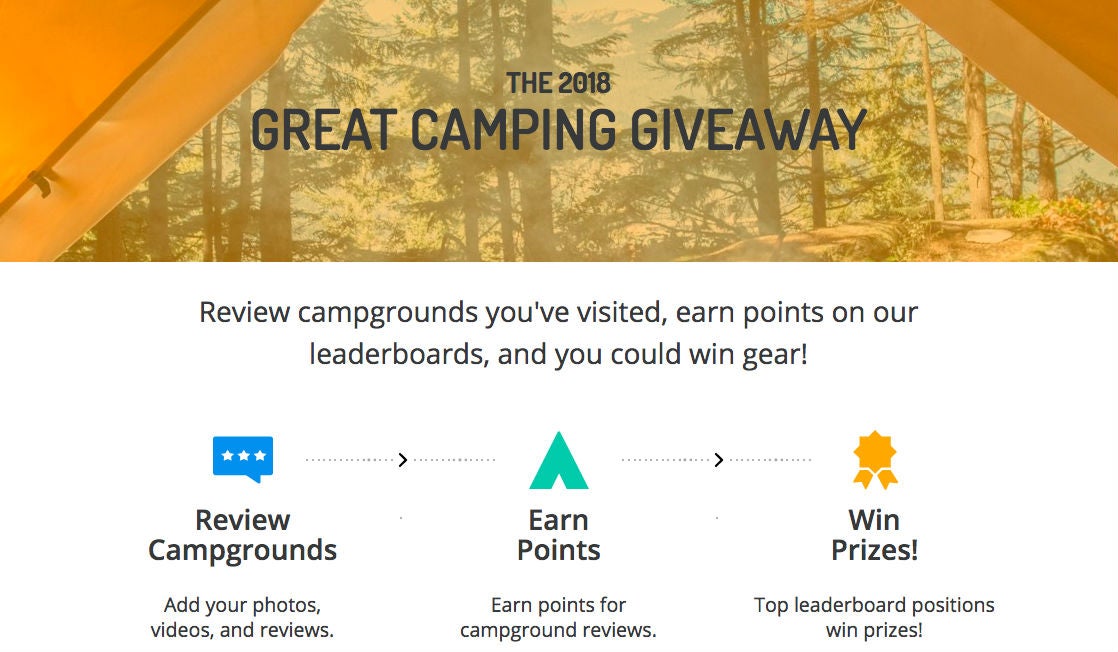 the dyrt's 2018 great camping giveaway