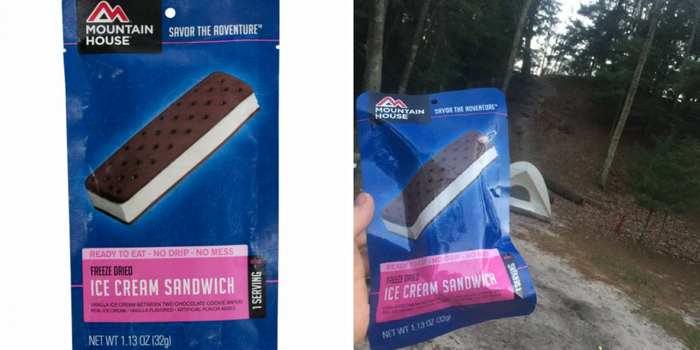 backcountry camping gear list: mountainhouse ice cream sandwich