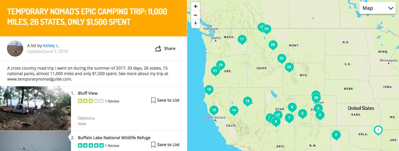 kelsey's budget camping roadmap