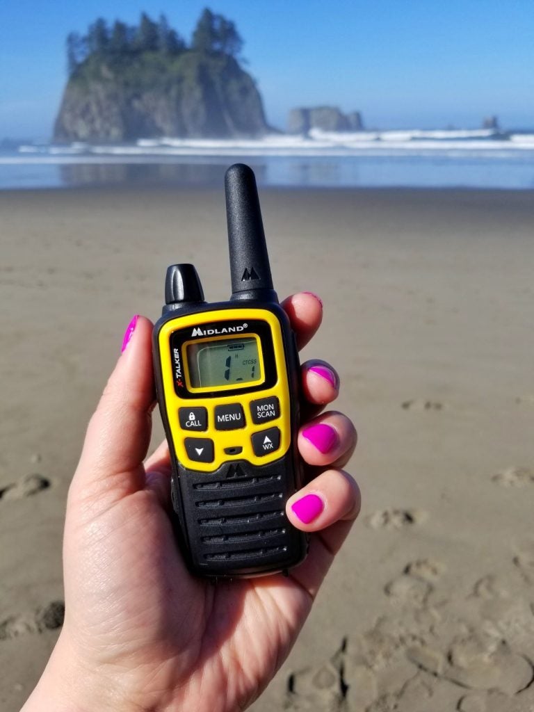 camping gadget walkie talkie on the beach