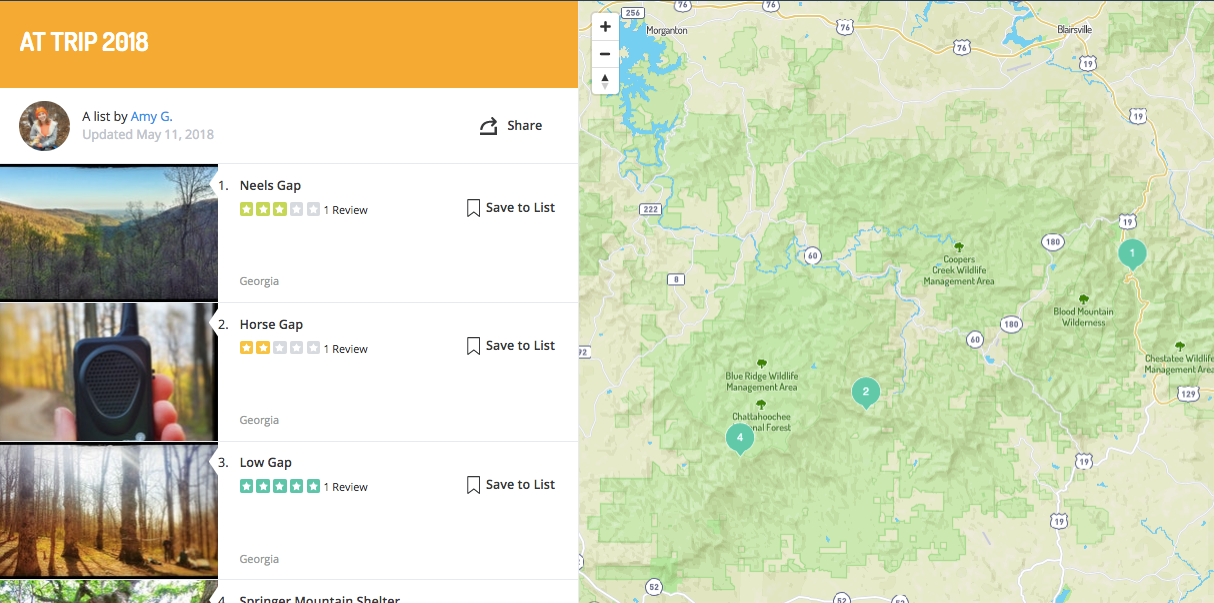 appalachian trail saved campground list