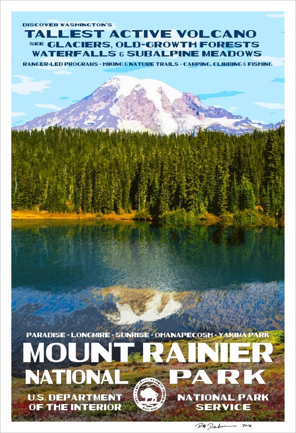 mount rainier national park posters