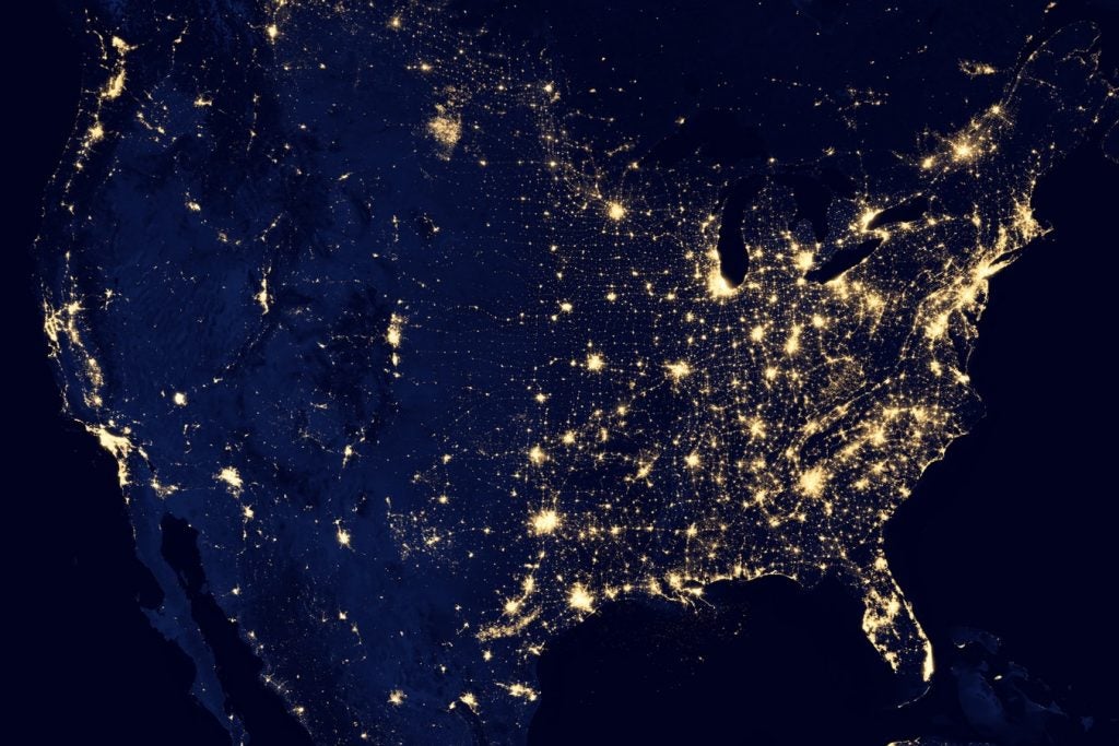 united states city lights at night