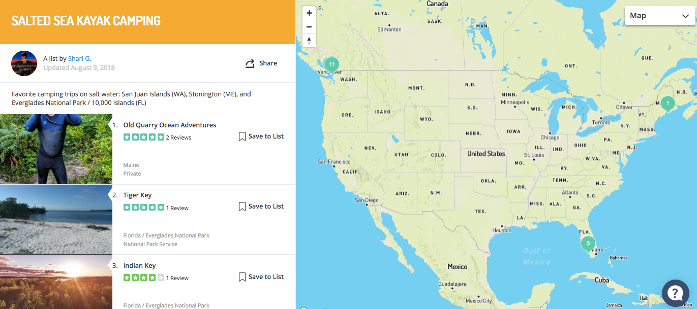 saltwater sea kayak camping across the US