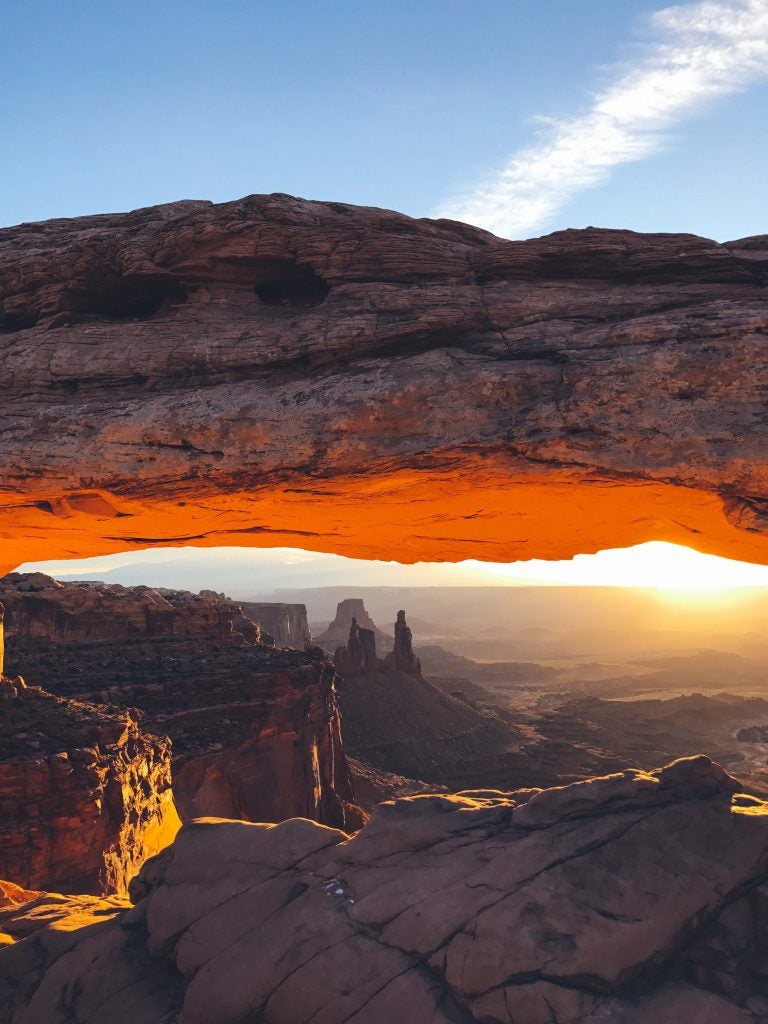 arch rock formation seen while camping in arches national park