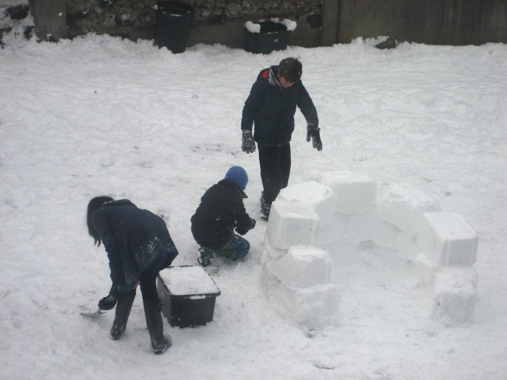 winter camping in igloo