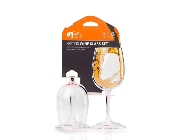 packaged set of two nesting wine glasses