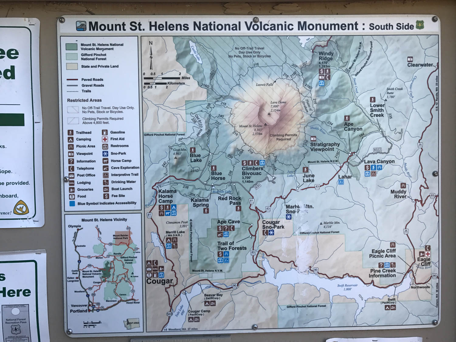 Mount St. Helens National Volcanic Monument Map 