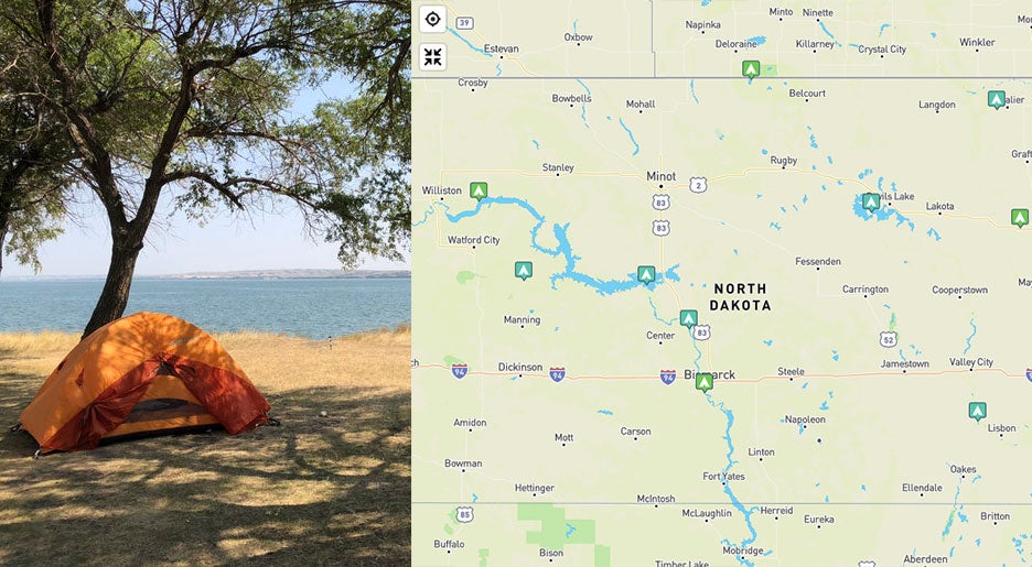 camping in north dakota state parks, mapped