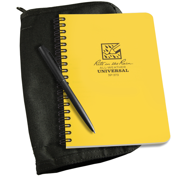 rite in the rain yellow camping journal with protective sleeve