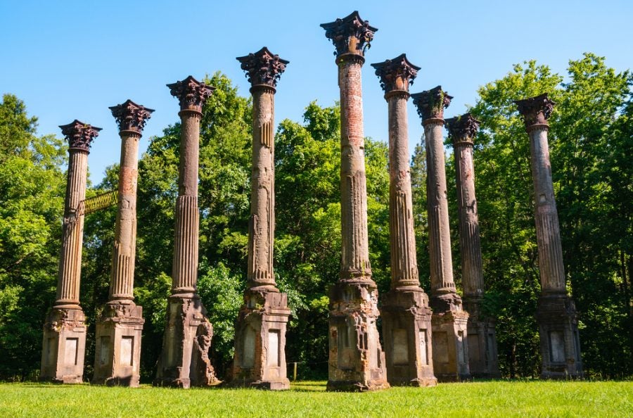 stone columns from the windsor ruins along the natchez trace trail