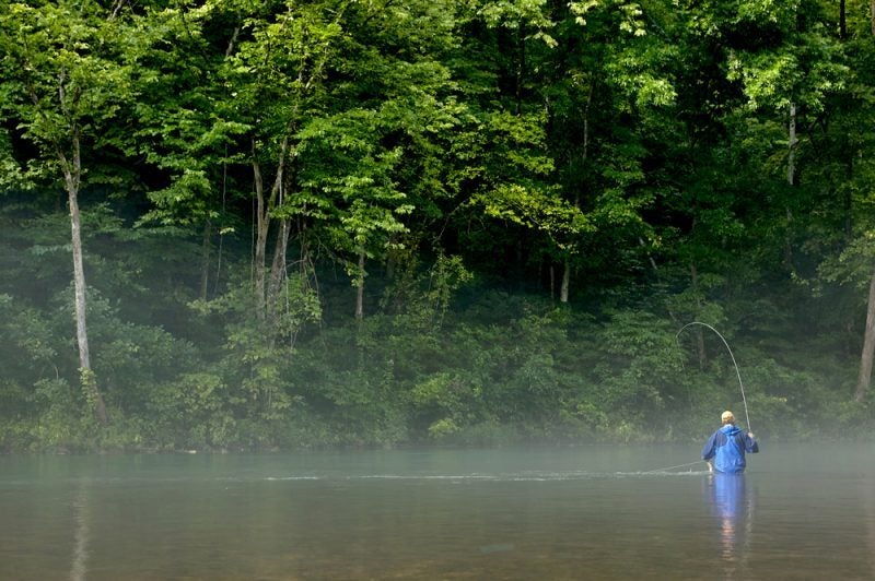 angler in a missouri river