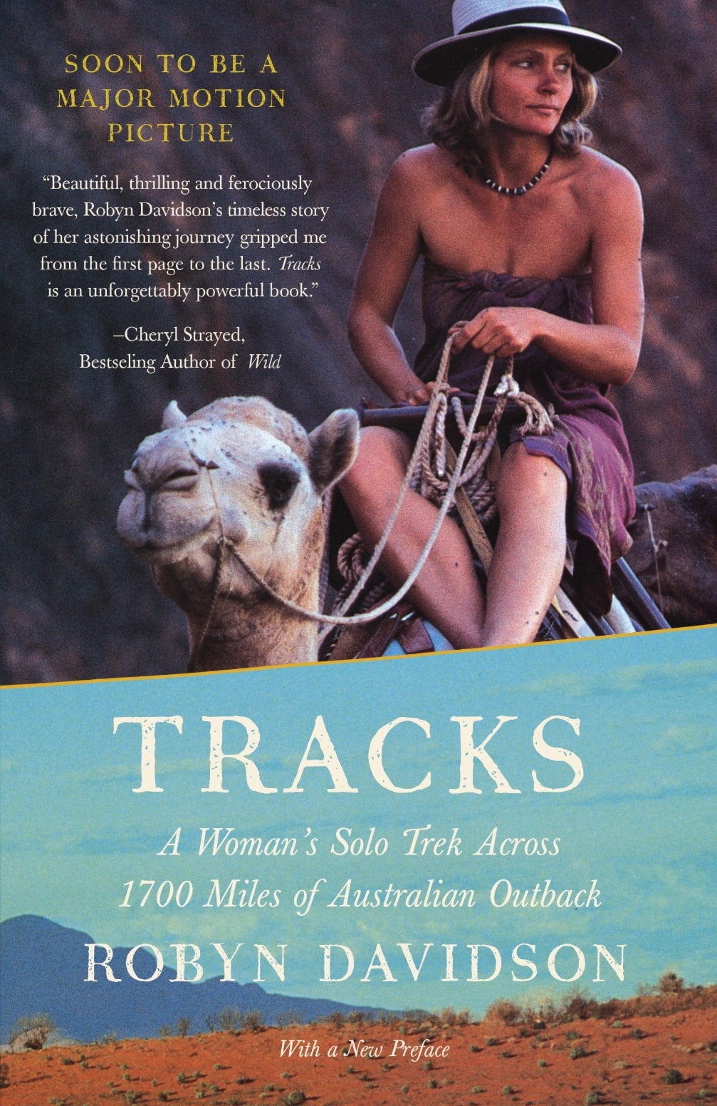 a woman rides a camel on the cover of a book