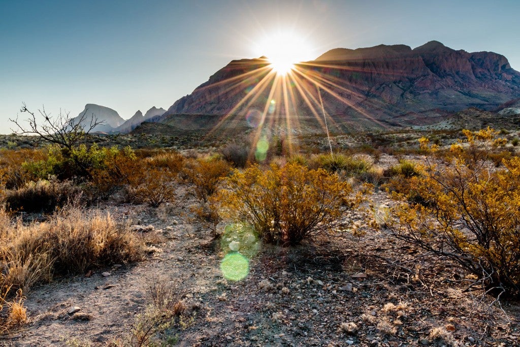 sun shining over mountains in big bend national park