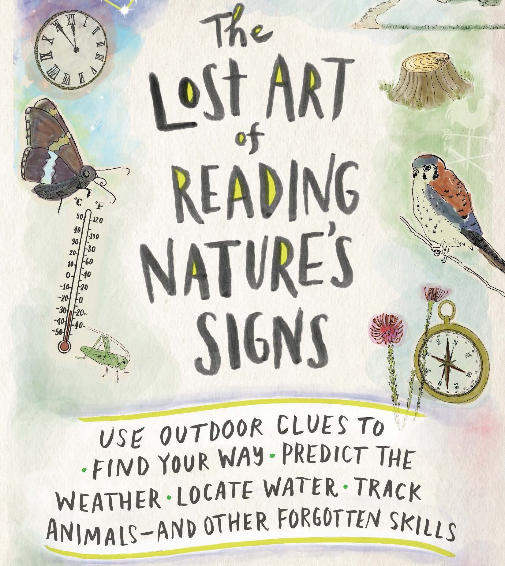 lost art of reading natures signs book cover featuring watercolor drawings