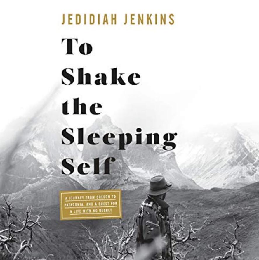 black and white image of hiker facing mountains, to shake the sleeping self cover