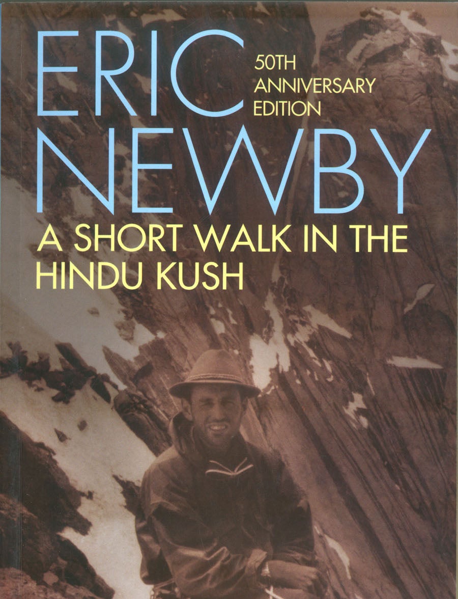 mountain climber in helmet on cover of short walk in the hindu kush book