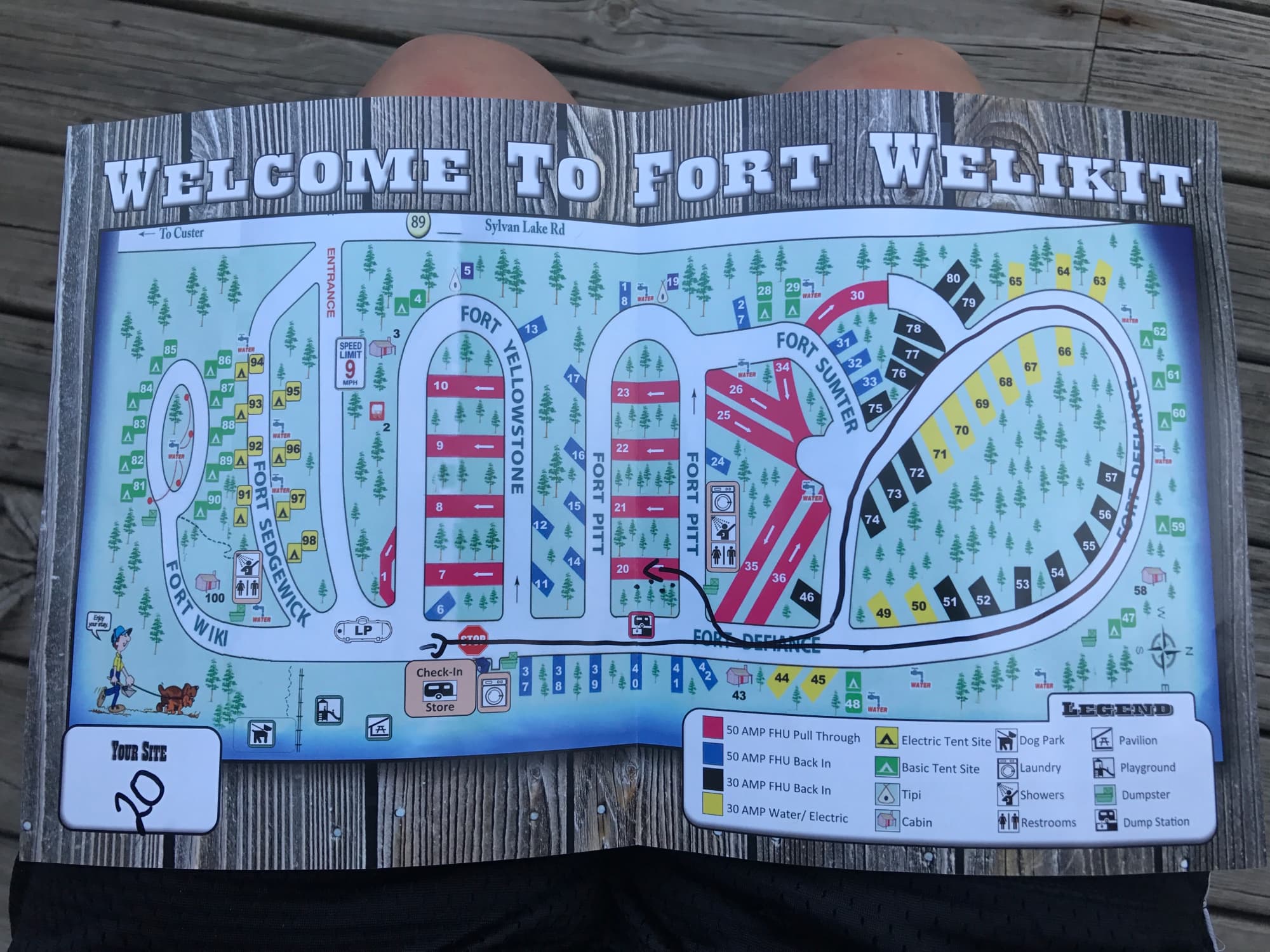 Campsite map for Fort Welikit Family Campground and RV Park