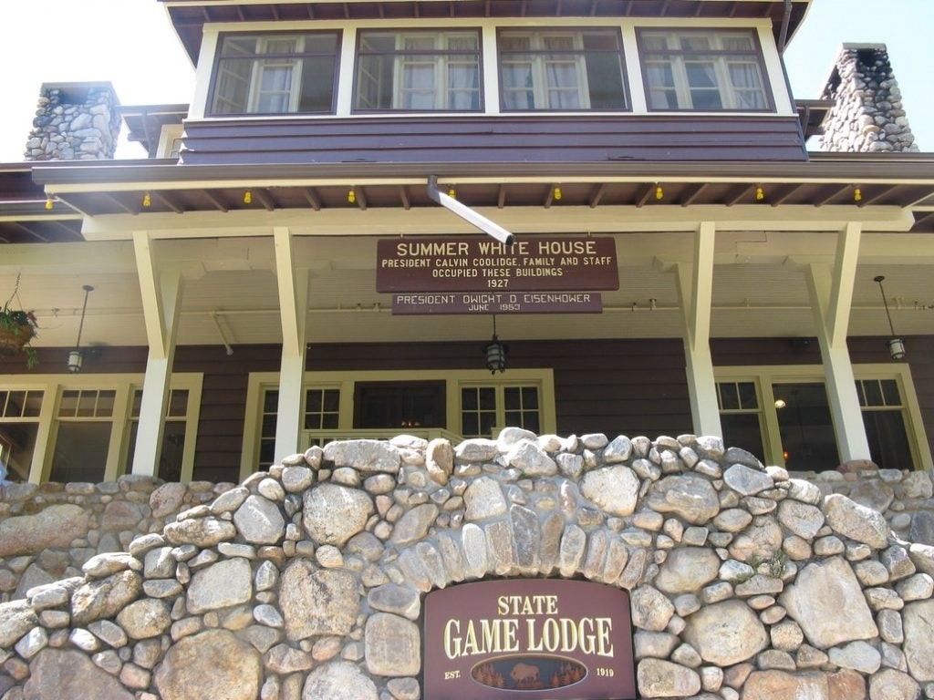 a close view of the front of the historic state game lodge