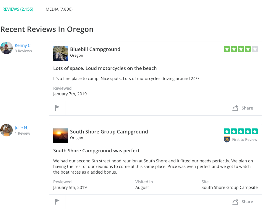 most recent oregon campground reviews on the dyrt