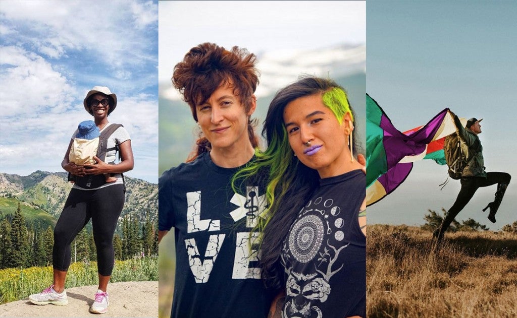 three paneled image displaying diverse group of women in the outdoors