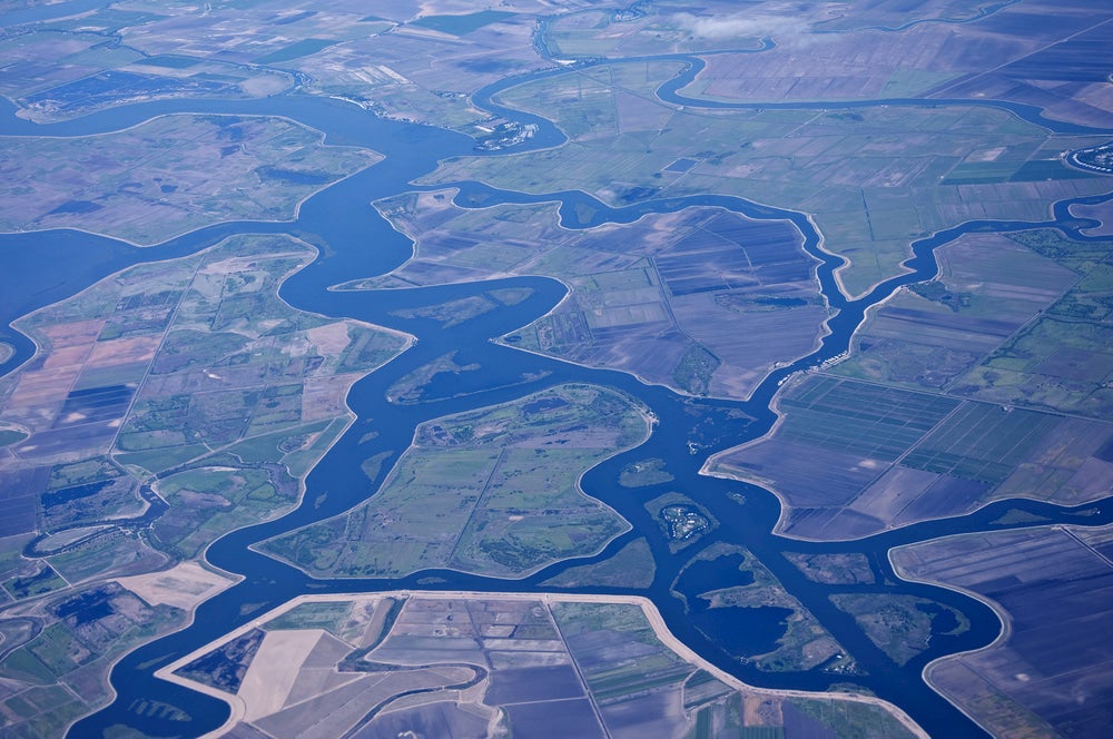 Aerial view of the Sacramento-San Joaquin Delta