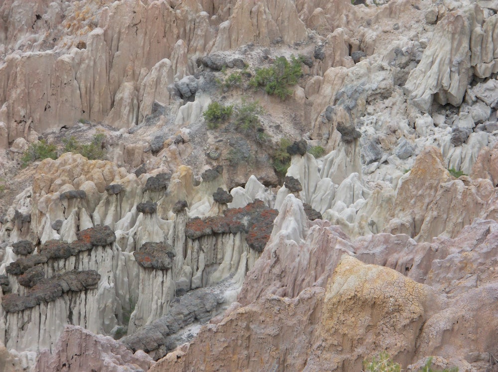 Rockscape with colorful rocks and spires 