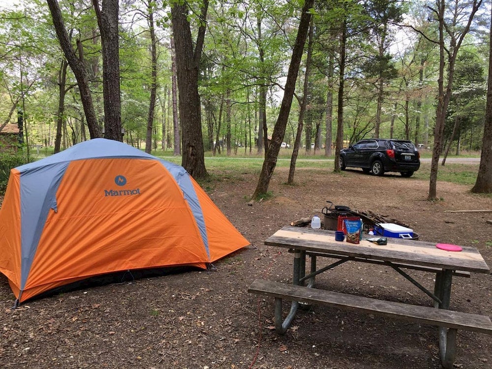 Campsite and picnic table at Maple Springs.