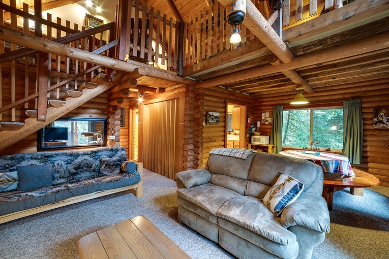 a two-story cabin on Mt. Baker in Washington State