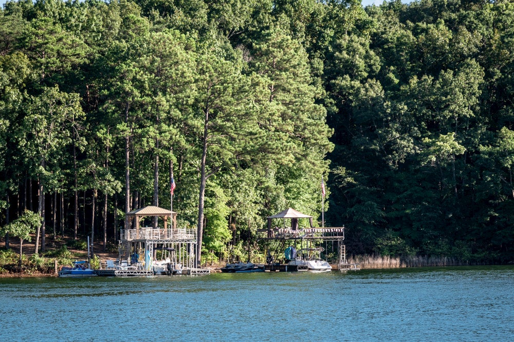 Buildings in lake 