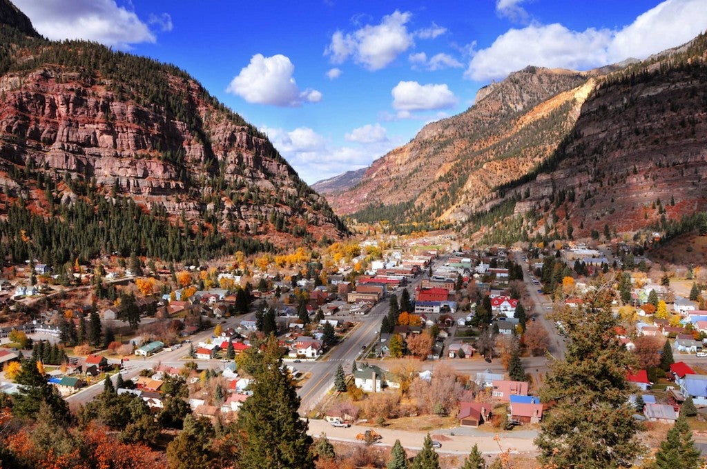 Aerial image of the town of Ouray.