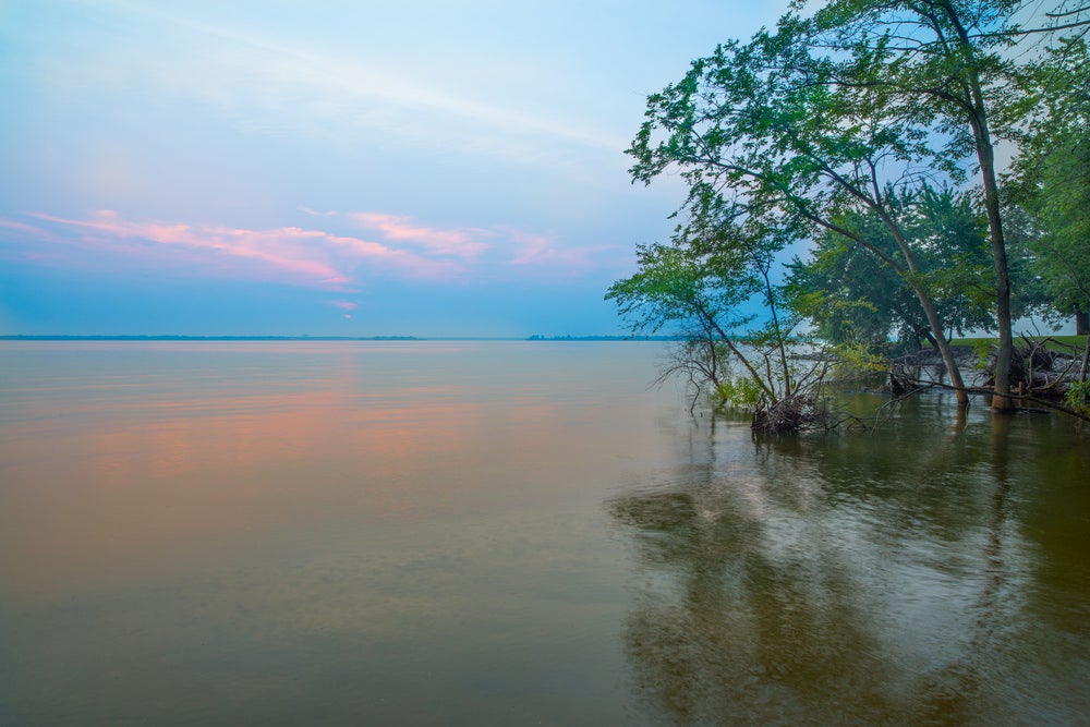 Sunset reflecting on Rend Lake.