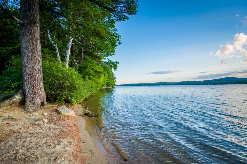 View of beach at a New Hampshire Lake 