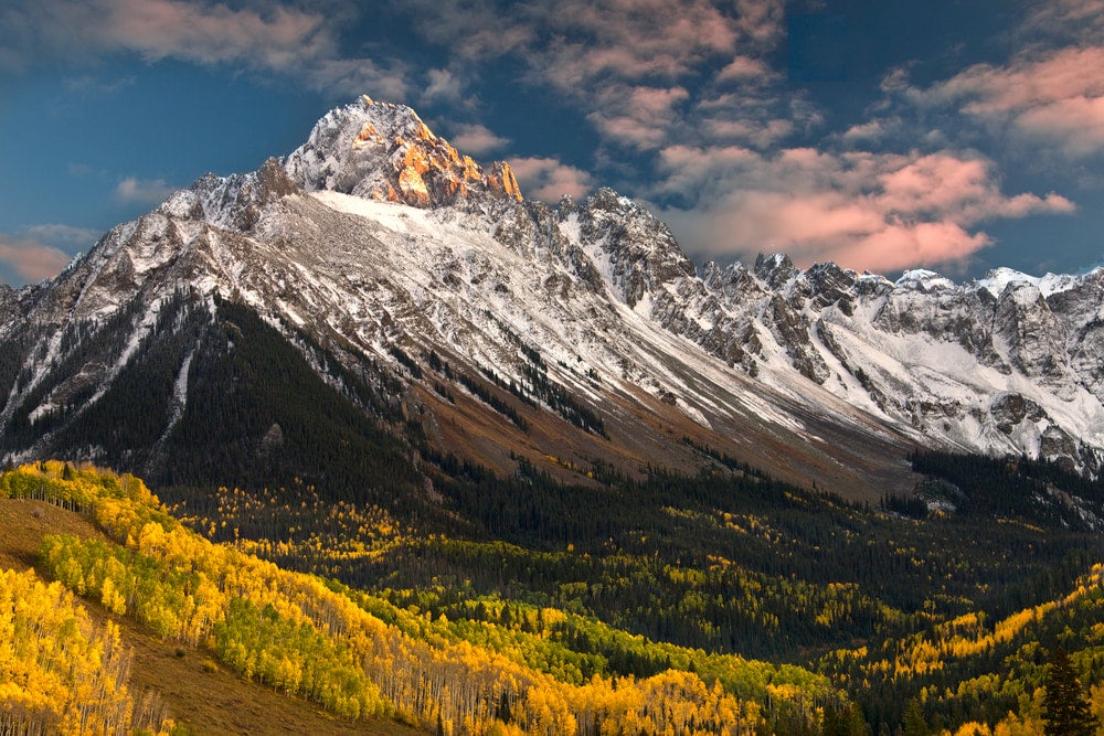 Snow capped Mount Sneffles in Ouray