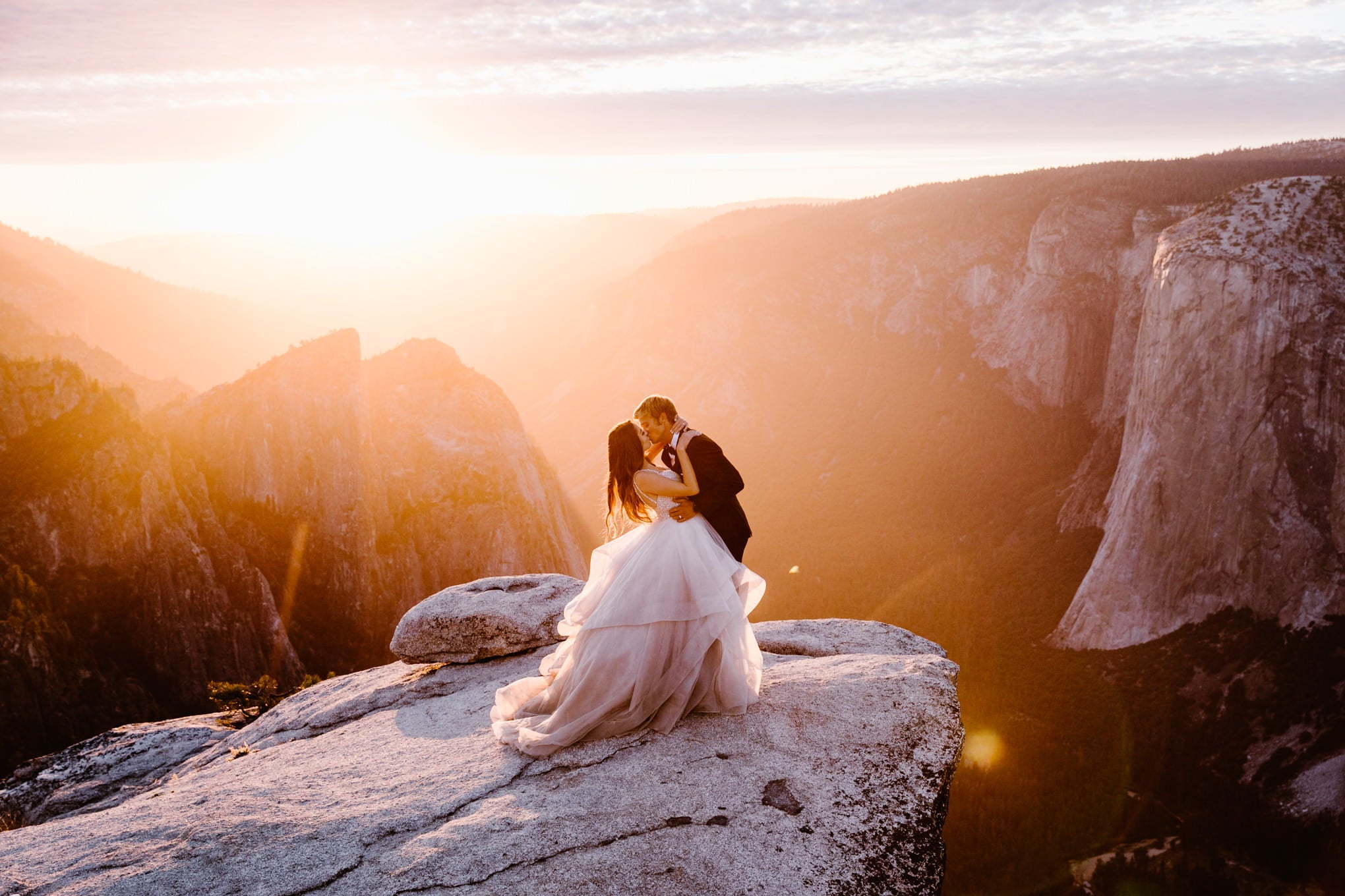 an adventure wedding photo of a bride and groom married on