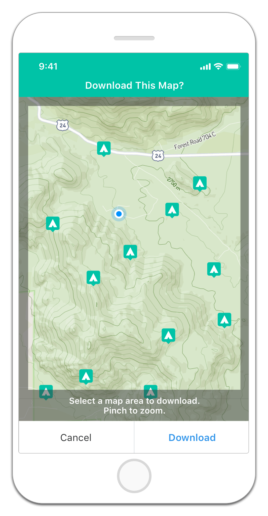 The Dyrt pro app for offline camping.