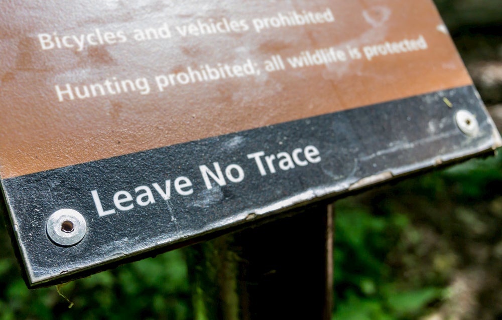 National Park "Leave No Trace" sign.