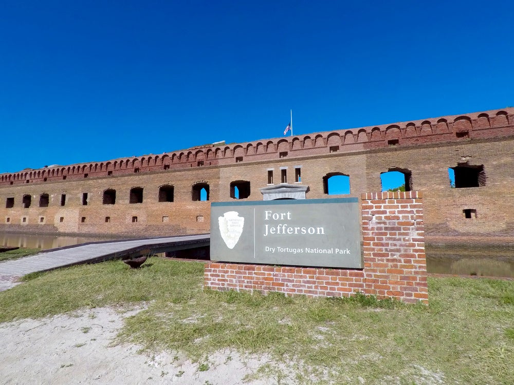 Fort Jefferson historical monument in Key West at Dry Tortugas National Park.