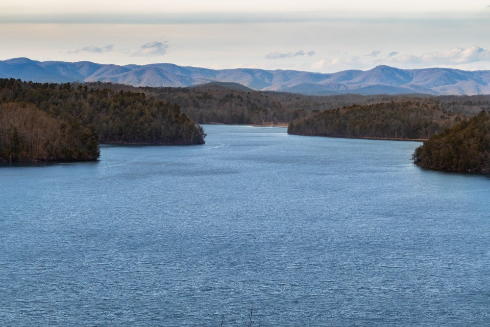 the stretch of large shore near philpott lake in virginia