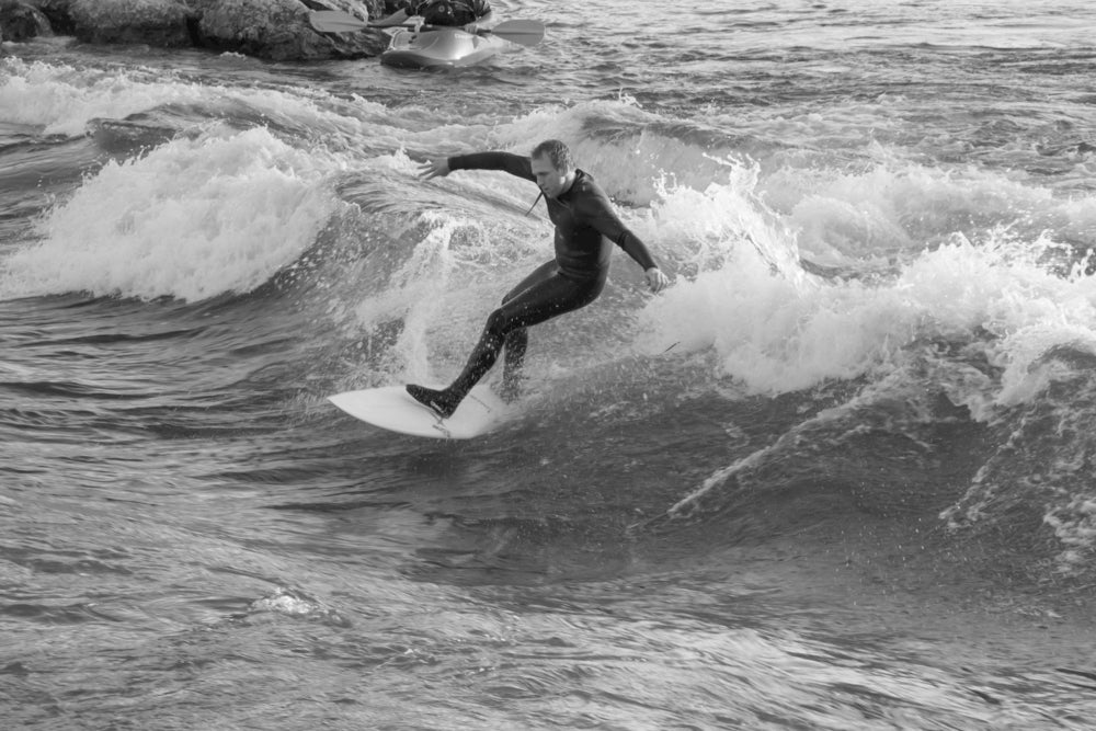 River surfer in Missoula, Montana.